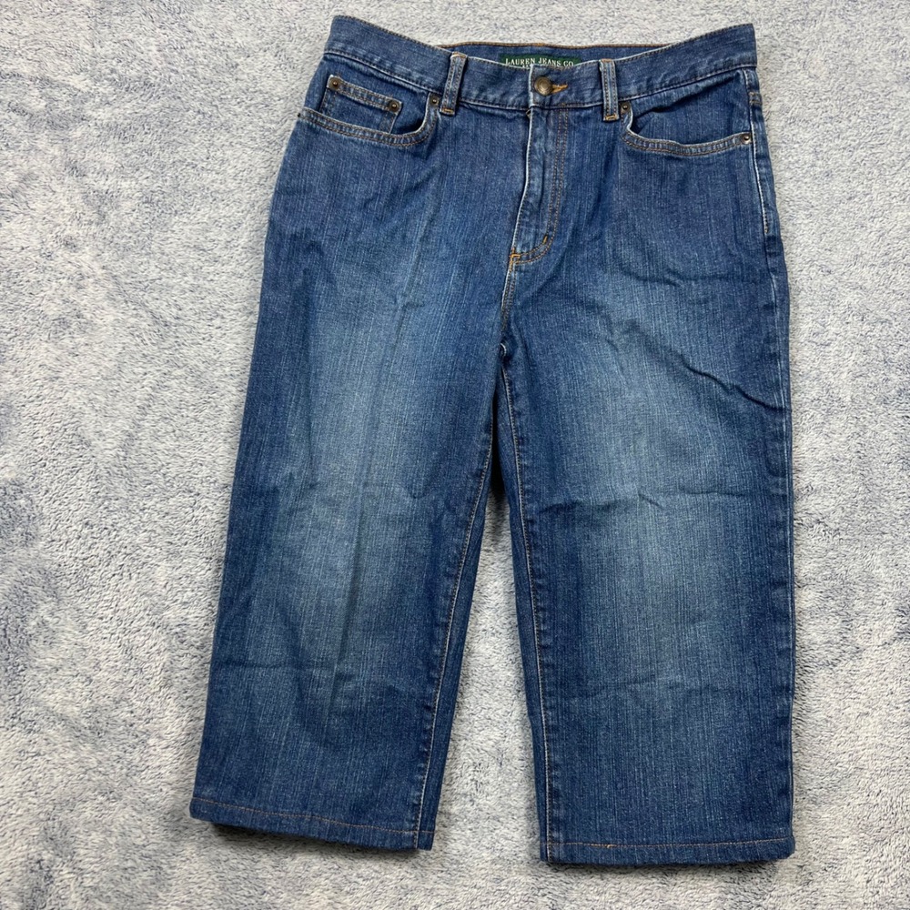 Lauren Ralph Lauren Womens 6 Blue Denim Capris Stretch Cropped Straight Jeans